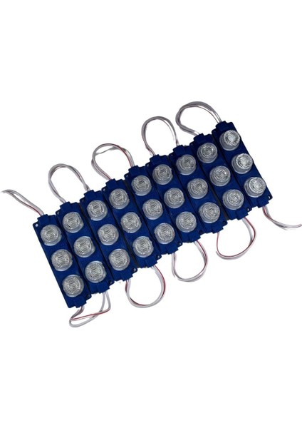 24 Volt Mavi Watt 3 Lü Lensli 3030 Reklamcı Modül (10 Adet)