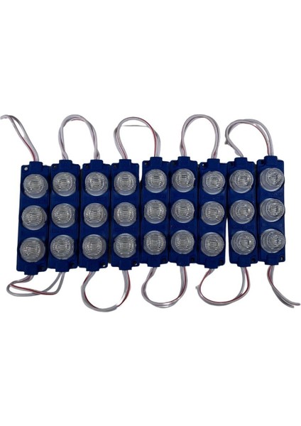 24 Volt Mavi Watt 3 Lü Lensli 3030 Reklamcı Modül (10 Adet)