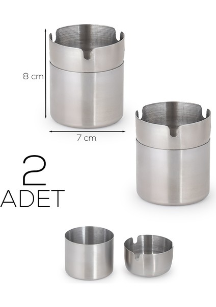 ETN-236 Large 2li Paslanmaz Çelik Metal Kül Tablası - Kapaklı Rüzgar Geçirmez Küllük modelleri