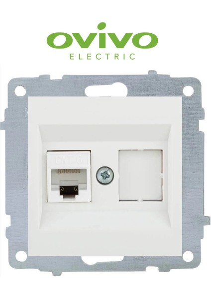 Beyaz Data Prizi Jaksız Çerçevesiz Grano - Priz ve Anahtar Için Uyumlu Çerçeve