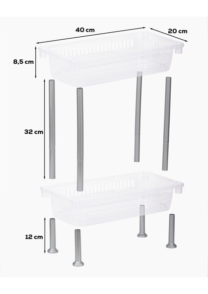 5157 2 Katlı Raf - Çok Amaçlı 2 Katlı Evye Altı Düzenleyici Dolap Içi Tezgah Altı Organizer fiyatları