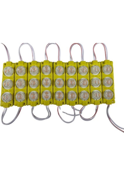 24 Volt Amber (Sarı) 3 Watt 3 Lü Lensli 3030 Reklamcı Modül (10 Adet)