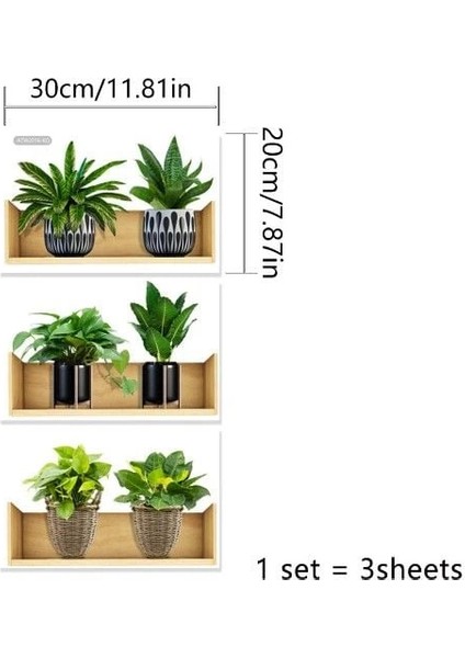 Raflı Bitki Tasarımlı Yapışkanlı Sticker 20*30 cm 3lü Set MC-663 fiyatları