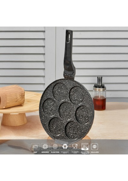 IPC-126 Döküm Yanmaz Yapışmaz Emojili Pankek Tava Krep Tavası 26 cm modelleri