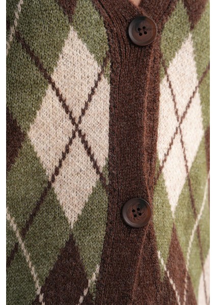 kadın baklava desenli oversize triko hırka