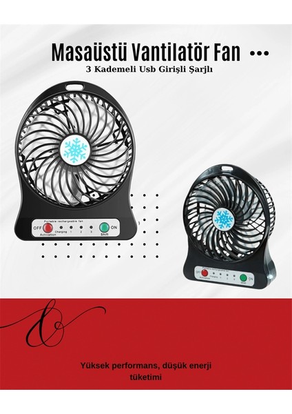 USB Girişli Taşınabilir Masaüstü Mini Fan – 3 Kademeli Hız, Şarjlı, Işıklı, Sessiz Çal fiyatları