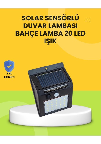 Güneş Paneli ile Şarj Olan 20 LED Dış Mekan Hareket Sensörlü Lamba