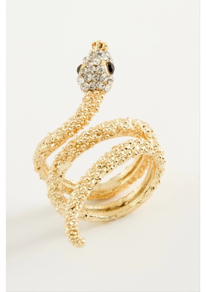 Yılan Taşlı Metal Yüzük