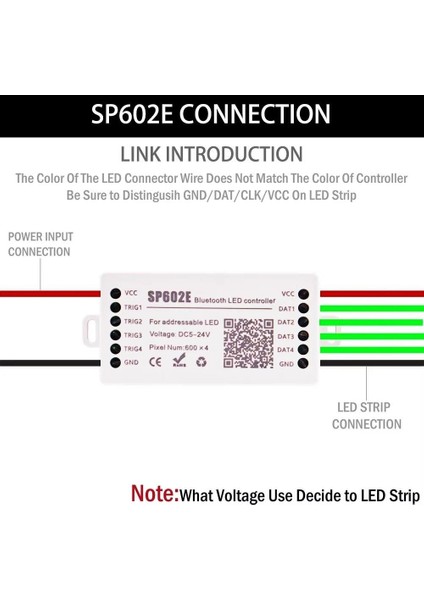SP602E 4 Kanallı Pixel Argb LED Müzik Kontrol Cihazı Kumanda + Bluetooth App Kontrolü