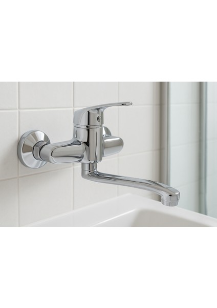 Dalyan Duvardan Aplik Mutfak Eviye Bataryası Oynar Borulu DL-312