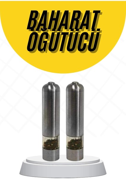 Baharat Öğütücü Paslanmaz Ayarlanabilir Otomatik Pilli Işıklı Tuz & Karabiber