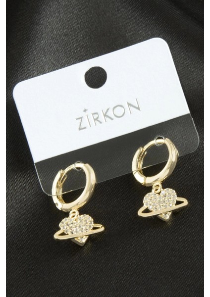 Kalp Zirkon Taşlı Küpe