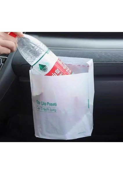 Pratik Su Geçirmez Oto Araba Çöp Poşeti Yapışkanlı 20 Adet