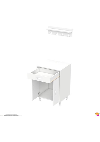 Asel (M) Set Ocak Altı Dolap Kapaklı Mutfak Dolabı Tüp Bölme ve Baharat Raflı 60X88X56 cm