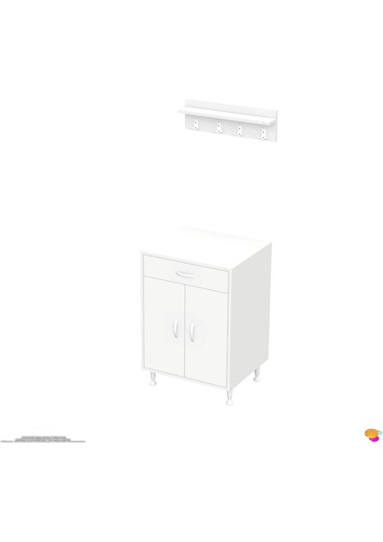 Asel (M) Set Ocak Altı Dolap Kapaklı Mutfak Dolabı Tüp Bölme ve Baharat Raflı 60X88X56 cm