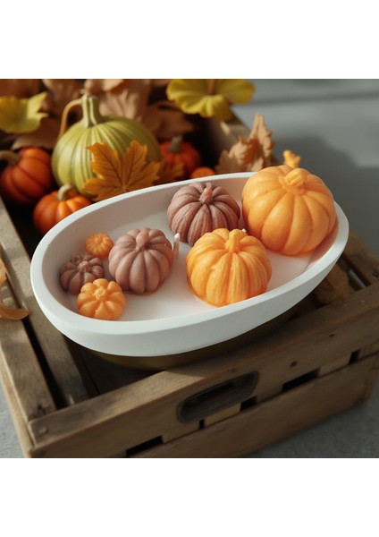 El Yapımı Kokulu Balkabağı Mum – Taş Tozu Kayık Kase Içinde Soya Wax Dekoratif Mum