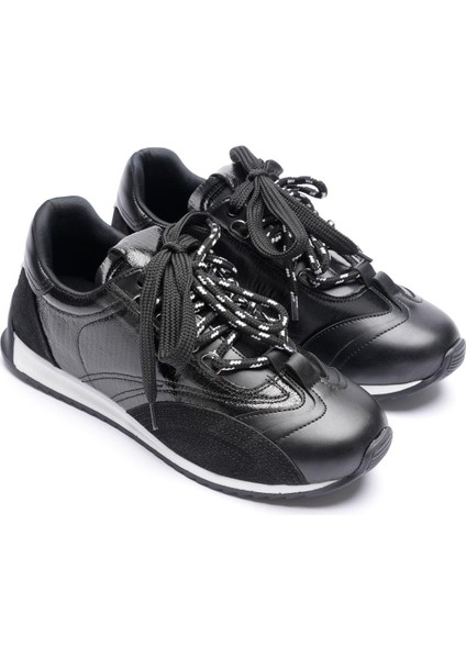 Kadın Deri Sneaker Paraşüt Detaylı Siyah Lurea modelleri