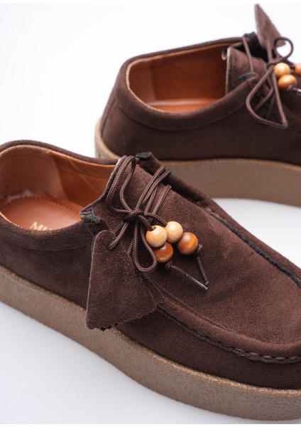 Kadın Süet Loafer Ayakkabı Bağcık Boncuk Detaylı Kahve Kavera fırsatları