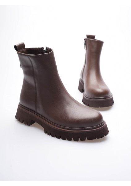 Kadın Deri Bot Fermuarlı Kalın Tabanlı Kahve Sorell fiyatları