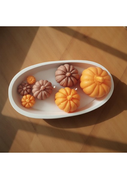 El Yapımı Kokulu Balkabağı Mum – Taş Tozu Kayık Kase Içinde Soya Wax Dekoratif Mum indirimleri