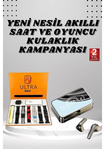 Aynalı Bluetooth Kulaklık ve 7 Kordonlu Akıllı Saat Dijital Göstergeli Uzun Pil Ömrü fiyatları