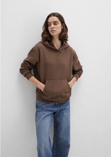 Kapüşonlu Kahverengi Basic Sweatshirt 167299-81959 fiyatları