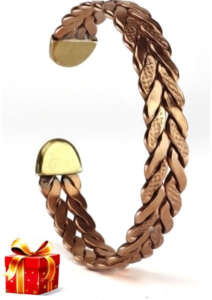 El Yapımı Ayarlanabilir Burgulu Saf Bakır Bileklik , Bakır Bilezik BB-333