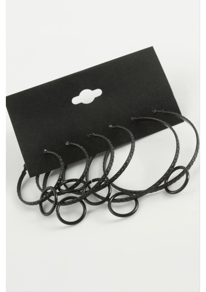 Çizgili Metal Halka Küpe 6 Adet