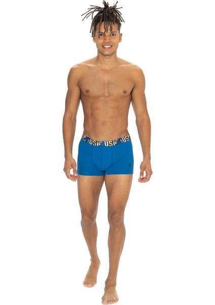 U.s Polo Assn. 80572 Erkek Pamuklu 3'lü Boxer-Saks&sarı&lacivert modelleri