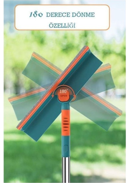 180 Derece Döner Başlıklı Çift Yönlü Çekpaslı Teleskopik Cam,ayna,pencere Silme Temizlik Mopu Aparatı fırsatları