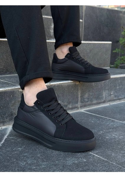 KB-046 Kuback Siyah Paraşüt Siyah Yüksek Taban Günlük Spor Ayakkabı