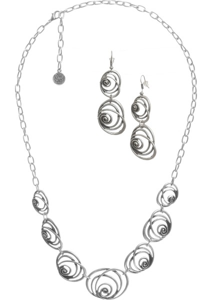 Kadın Antik Gümüş Kaplama Sallantılı Model Gül Formlu Küpe & Kolye Seti indirimleri