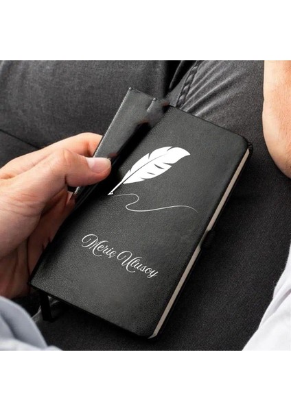 Kişiye Özel Yazar Temalı Tüy Kalem Tasarımlı Deri Not Defteri – Ilham Veren Hediye fırsatları