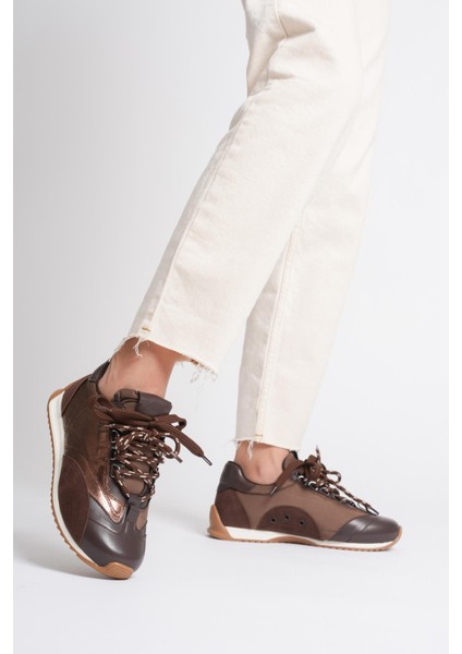 Kadın Deri Sneaker Paraşüt Detaylı Kahve Lurea indirimleri