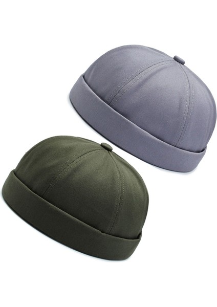 2 Li Set %100 Pamuk Cap Ayarlanabilir Docker Şapka Yazlık Takke Şapka Retro Şapka Takke Şapka