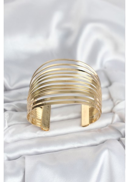 Gold Renk Pirinç Kaburga Model Kadın Bileklik - Lisinya