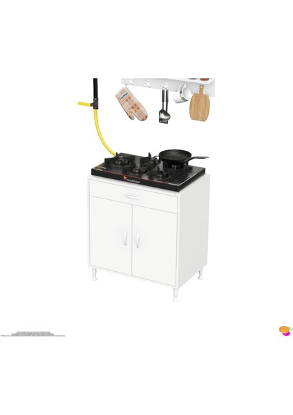 Milas (Xxxl) Set Ocak Altı Dolap Kapaklı Mutfak Dolabı 2 Göz Raf Bölme Beyaz Dolap 80X88X56 cm indirimleri