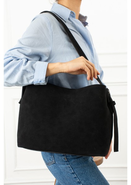 Ravenna Süet Mıknatıs Kapamalı Fermuarlı Iç Bölme Büyük Boy Shopper Kadın Omuz Çantası fırsatları