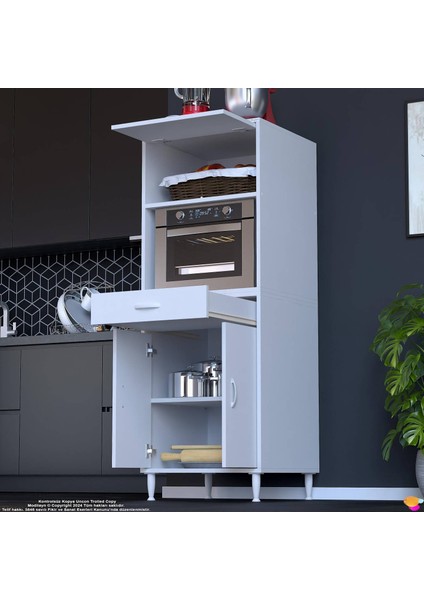 Salsa Mutfak Dolabı Tek Çekmece, 3 Kapaklı. Ekmeklik / Fırın / Mikrodalga Dolabı 60X162,4X56 cm