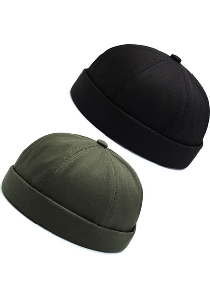 2 Li Set %100 Pamuk Cap Ayarlanabilir Docker Şapka Yazlık Takke Şapka Retro Şapka Takke Şapka