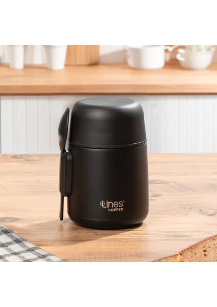 Paslanmaz Çelik Vakumlu Yemek Termosu Beslenme Kutusu Taşınabilir Lunch Box Sefer Tası Siyah 600ML fiyatları