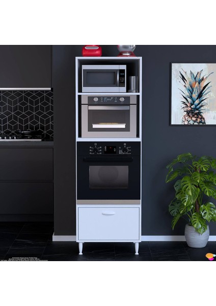 Dora Ankastre Dolap: Tek Kapaklı Mini/midi Mikrodalga Fırın Dolabı Beyaz Dolap 60X185,9X56 cm