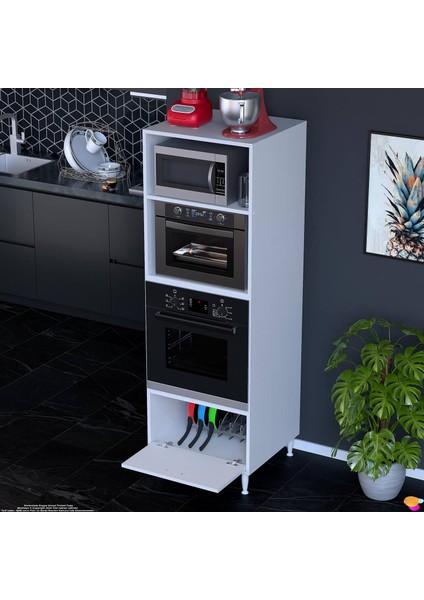 Dora Ankastre Dolap: Tek Kapaklı Mini/midi Mikrodalga Fırın Dolabı Beyaz Dolap 60X185,9X56 cm fırsatları