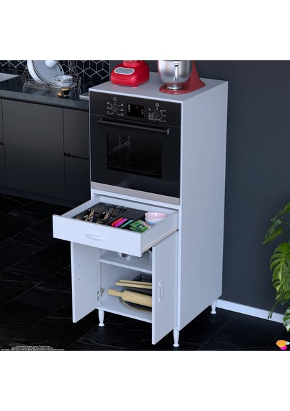 Simba Ankastre Dolap Tek Çekmece, 2 Kapak, 2 Göz Raflı Mutfak Dolabı Beyaz Dolap 60X152.3X56 cm fırsatları