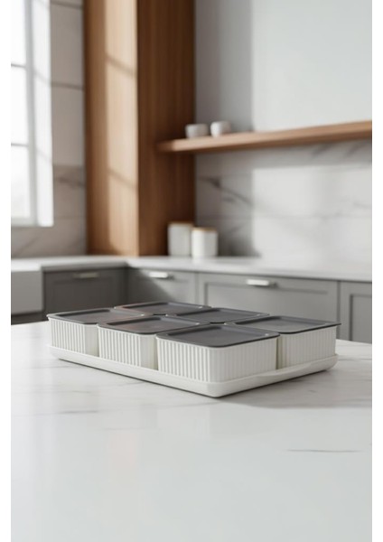 Valverdi - 6'lı 13 Parça Plastik Kahvaltılık Kahvaltı Seti Sunum Seti Gri Görünüm fiyatları