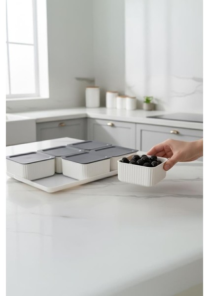 Valverdi - 6'lı 13 Parça Plastik Kahvaltılık Kahvaltı Seti Sunum Seti Gri Görünüm fırsatları