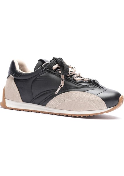Kadın Deri Sneaker Paraşüt Detaylı Siyah-Bej Lurea fiyatları