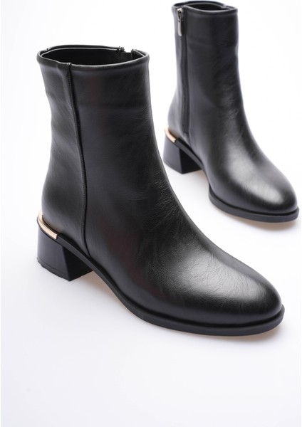 Kadın Deri Bot Topuklu Gold Detaylı Femuarlı Siyah Elaris fiyatları