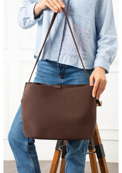 Ravenna Süet Mıknatıs Kapamalı Fermuarlı Iç Bölme Büyük Boy Shopper Kadın Omuz Çantası fırsatları