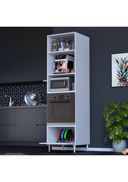 Meri Ankastre Dolabı 1 Kapaklı Mini/midi Mikrodalga Mutfak Fırın Dolabı Beyaz Dolap 60X217X56 cm modelleri